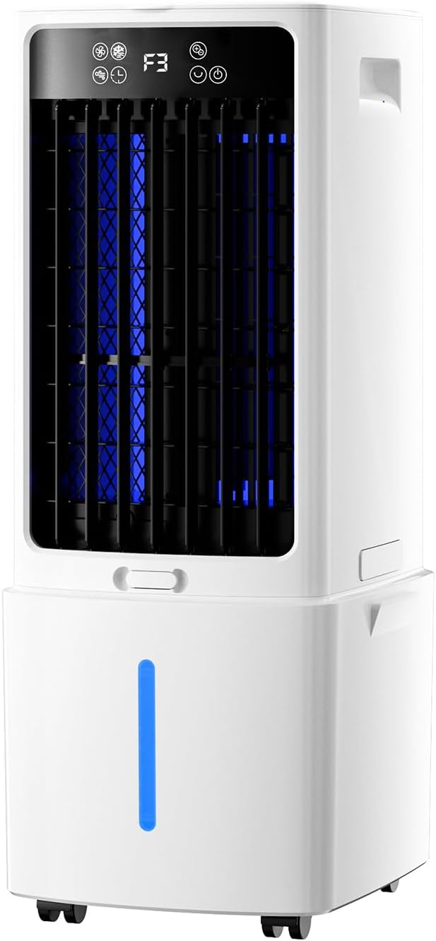 Mini Silencieux Climatiseur Portable 25L, Rafraîchisseur D'Air 3‑en‑1 Avec Télécommande, 3 Vitesses, Minuterie 12 H, Blocs Réfrigérants, Pour La Maison, La Terrasse, Le Garage Et Le Restaurant