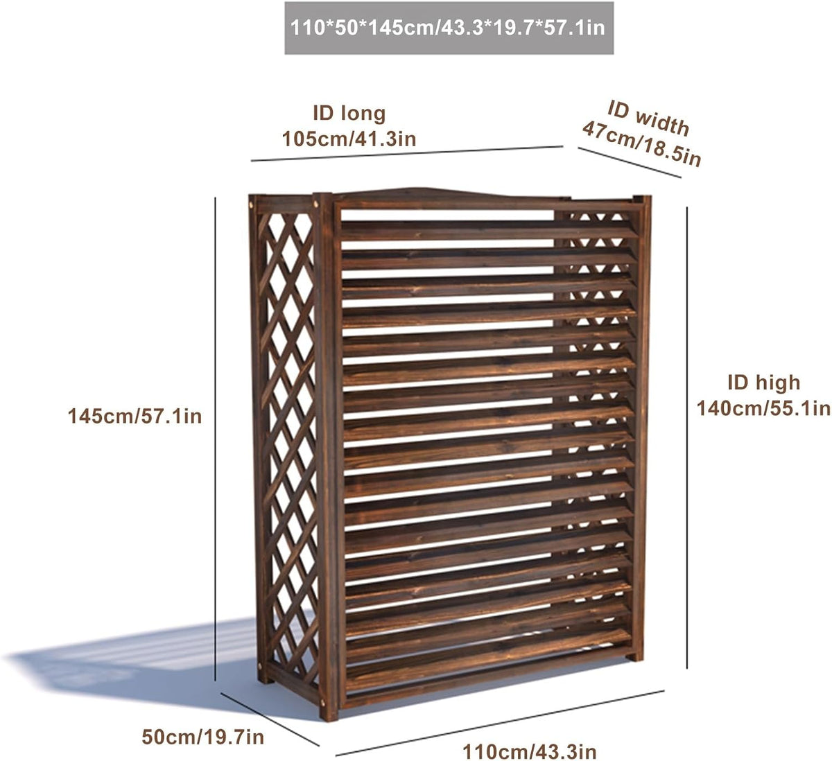 GENERIC Panneaux De Clôture D'intimité Extérieure - Cache-climatiseur En Bois Pour Unités Extérieures, écran Décoratif Pour Dissimuler Le Climatiseur Et Améliorer L'intimité Extérieure (Taille : 110