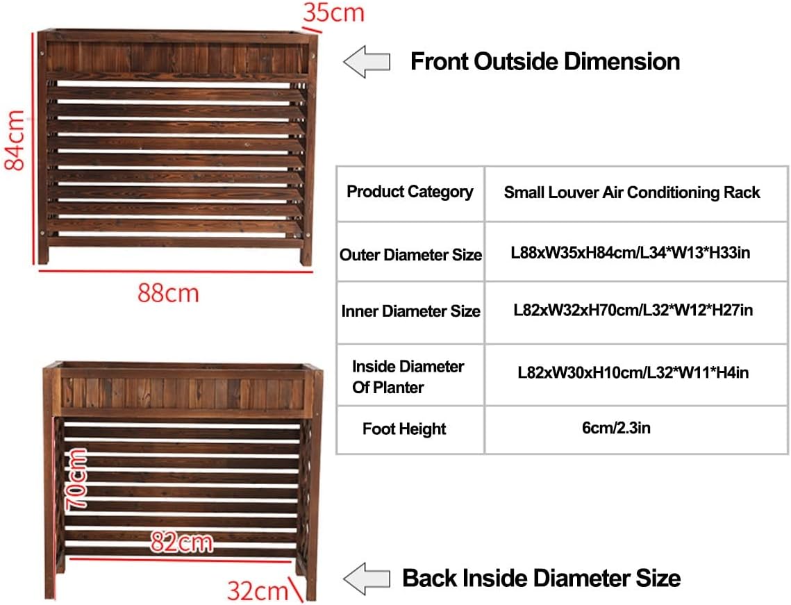 Housse De Climatisation Extérieure En Bois, Clôture De Climatiseur, Support De Fleurs, étagère De Rangement Pour Plantes Pour Condenseur Extérieur, Grilles De Protection
