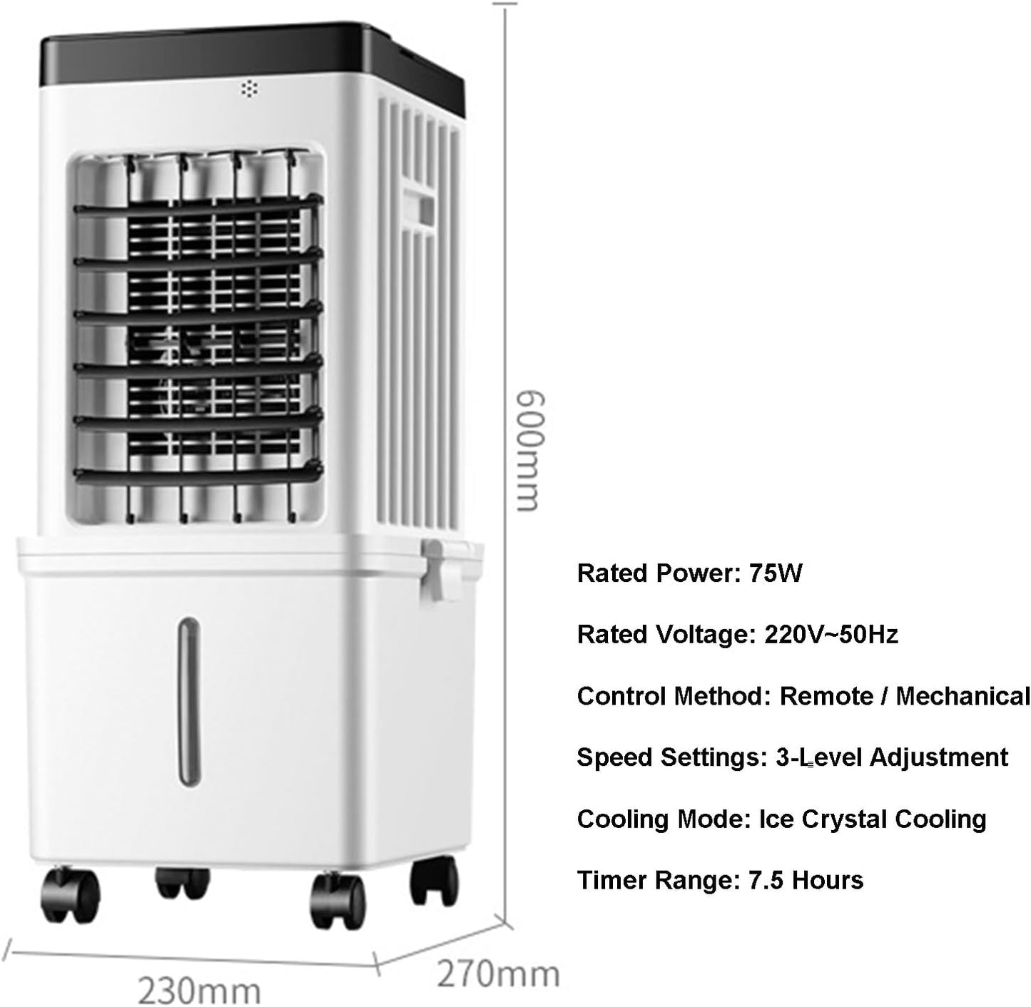Climatiseurs Portables, Unité AC Portable Avec Réservoir D'eau Amovible De 15 L, Refroidisseur D'air Par évaporation Sans Fenêtre Avec 3 Vitesses For Chambre Et Bureau, AC Portable