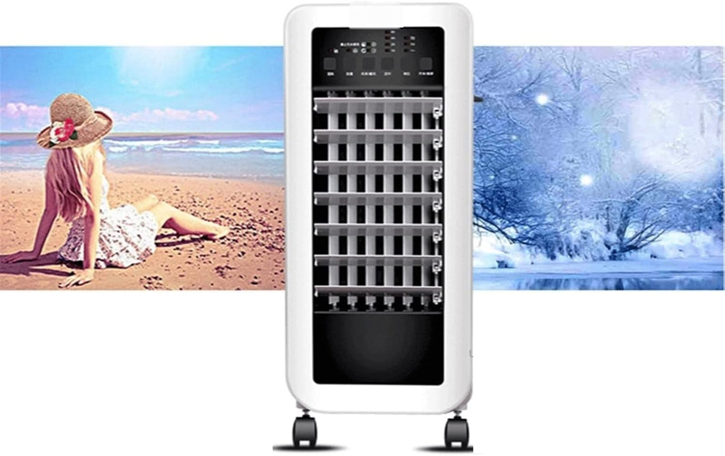 GENERIC Climatiseur Portable, Ventilateur De Climatisation à Double Usage (Froid Et Chaud), Télécommande, Climatiseur Domestique Compact Et Mobile Refroidi à L'eau (Blanc)