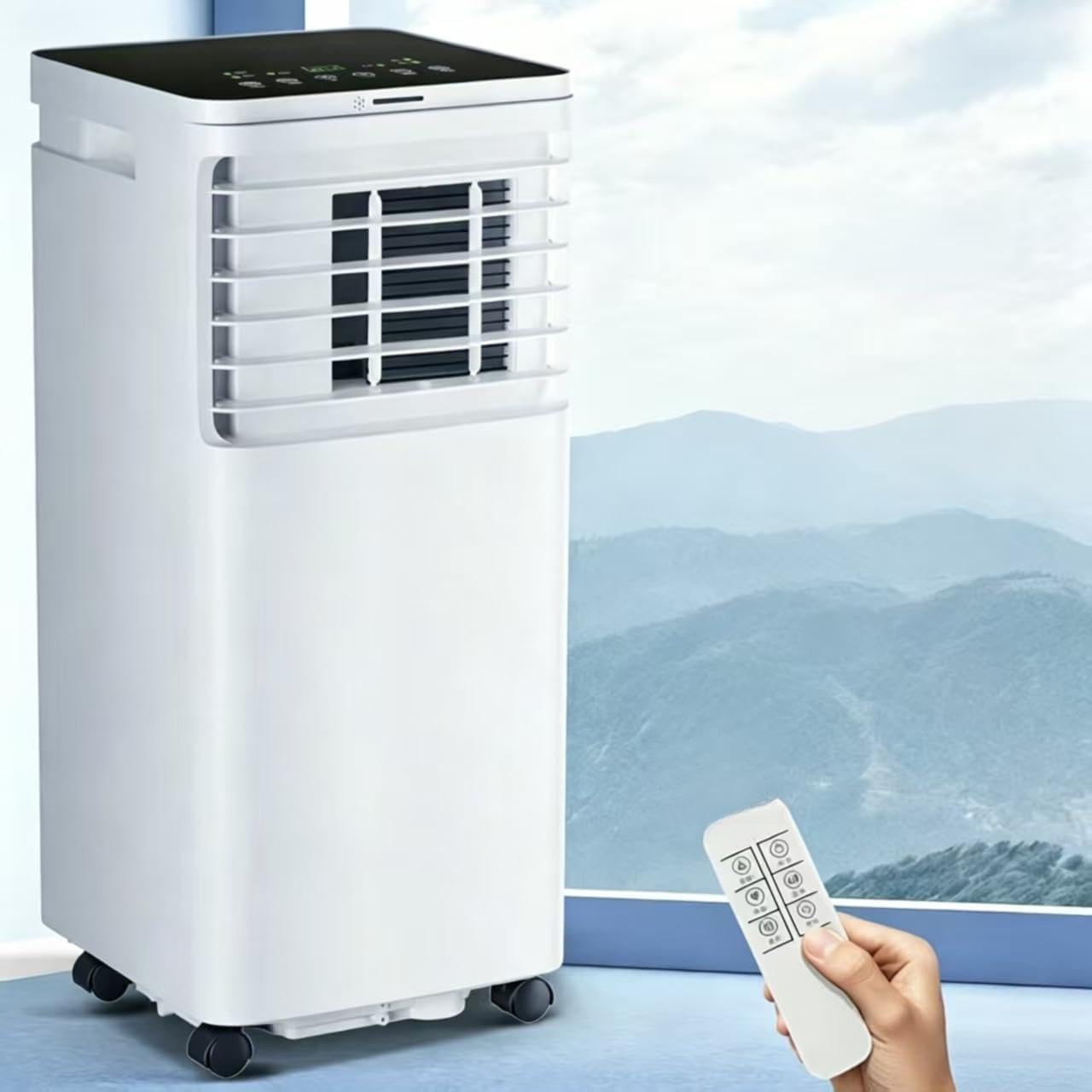 Unité De Climatisation - Climatiseur Portable 7000 BTU Avec Télécommande, 4-en-1-refroidissement, 24H Minuterie, Déshumidificateur Et Mode Veille AC, Aircon Avec Affichage Numérique, Kit De Fenêtre |
