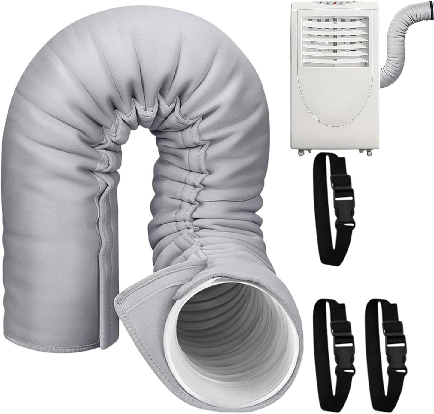 150 CM Manchon Isolant Tuyau Thermique Pour Climatisation Mobile | Manchon Isolant Pour Tuyau De Climatisation Mobile, Gaine Isolante Pour Conduit De Climatisation, 3 Sangles, Pour 12,7/15 CM
