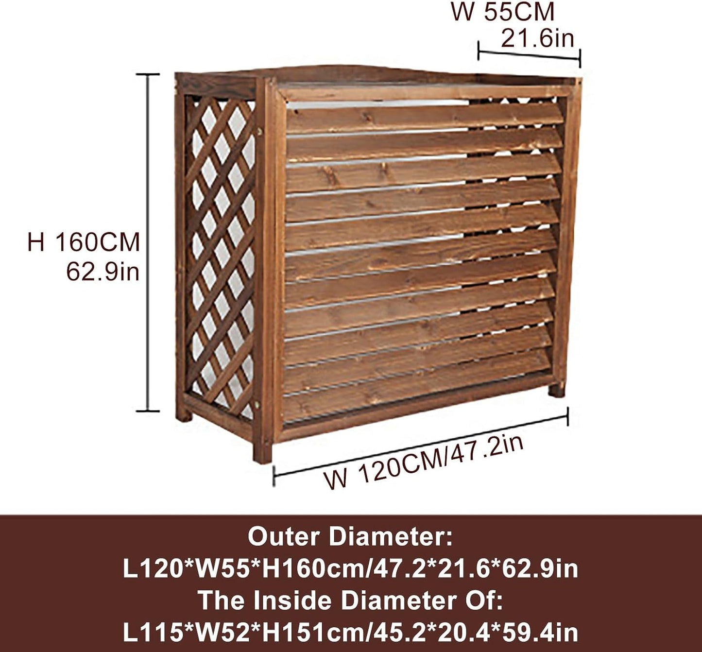 Clôture De Climatiseur Cadre Extérieur De Climatiseur En Bois Clôture Extérieure Couverture De Climatiseur Écrans De Confidentialité Climatiseur En Bois Massif Support à Fleurs Pour Boîtier