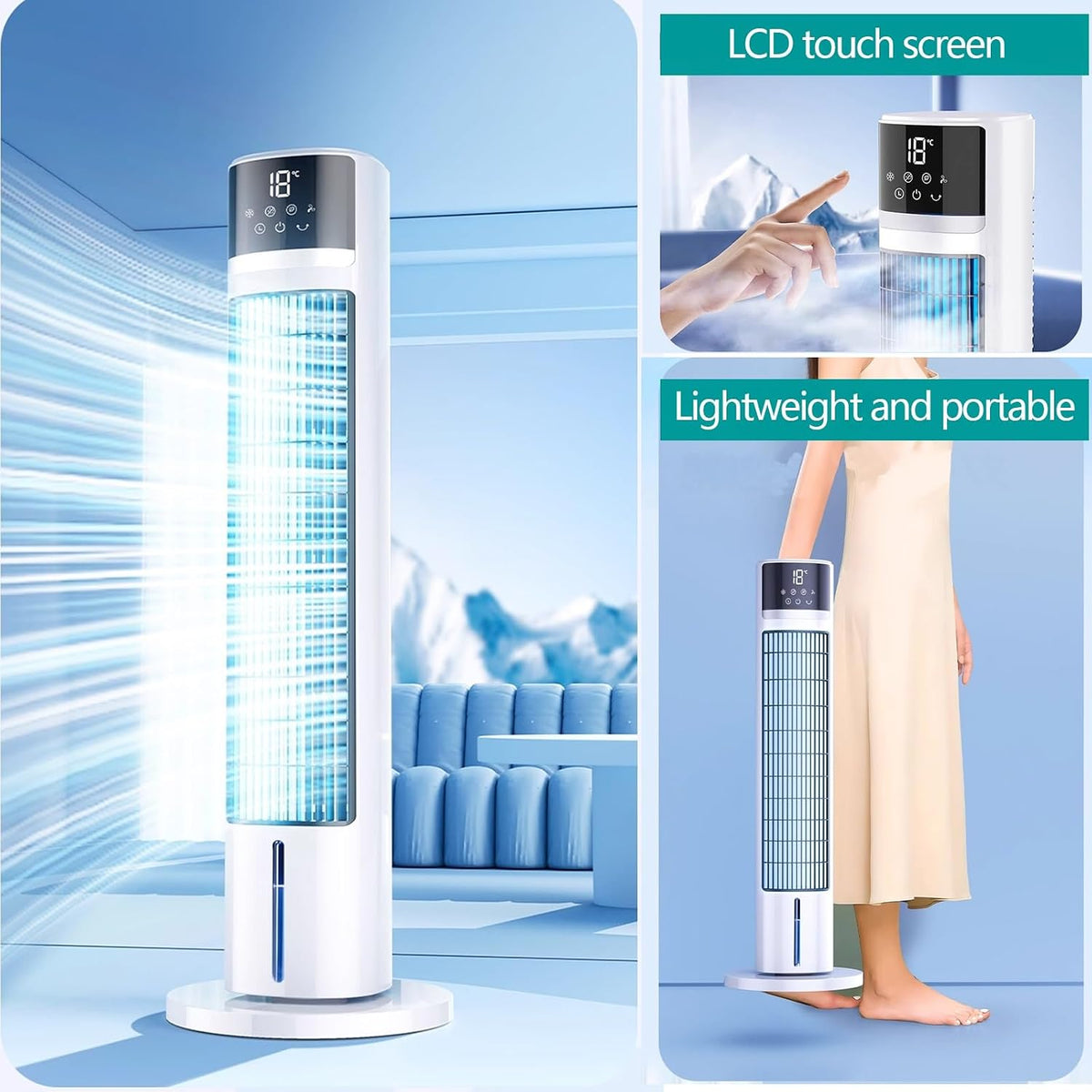GENERIC Portable AC Unit 5000 BTU, Ventilateur De Refroidissement Silencieux à 3 Vitesses Avec La Brume De Glace Et La Télécommande, A/C Personnel Efficace Sur Le Plan énergétique Pour La Chambre à Coucher,