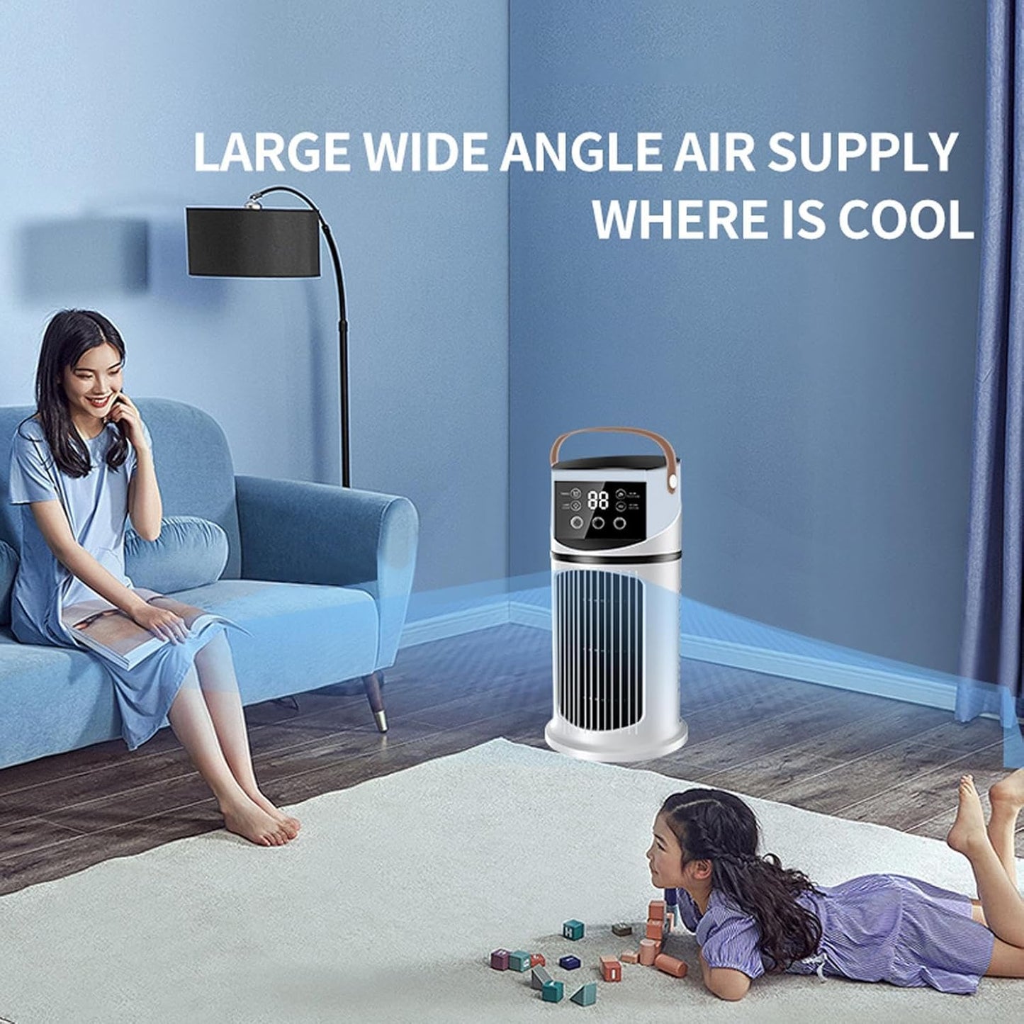 GENERIC Ventilateur Climatiseur Portable - 4 En 1 Avec Déshumidificateur, Ventilateur Et Mode Nuit - Silencieux, 24 Heures, Télécommande, Pack De Fenêtre - Classe énergétique A Pour Chambre à Coucher, Bureau