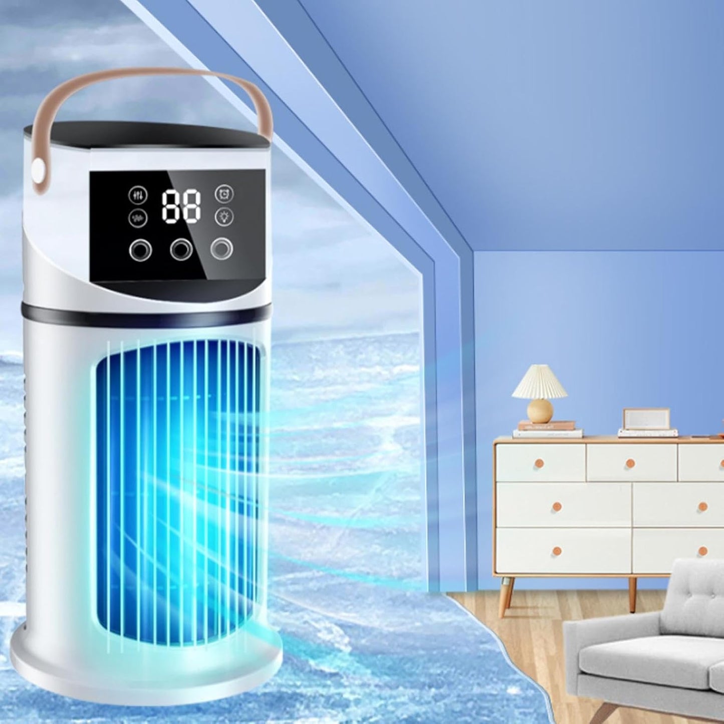 Climatiseur De Bureau - Rafraîchisseur D'Air Pour Pièces Avec Brumisation LED | Appareil 9 Vitesses Pour Chambre, Dortoir Et Espaces Étudiés