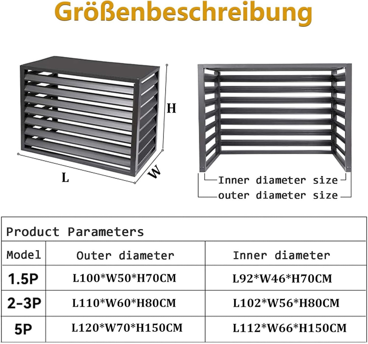 Housse De Protection Pour Climatiseur Extérieur Avec Bordure En Aluminium Pour Pompe à Chaleur L100/W50/H70 (1,5P) Blanc Résistant Aux Intempéries Et Idéal Pour Une Utilisation En Extérieur