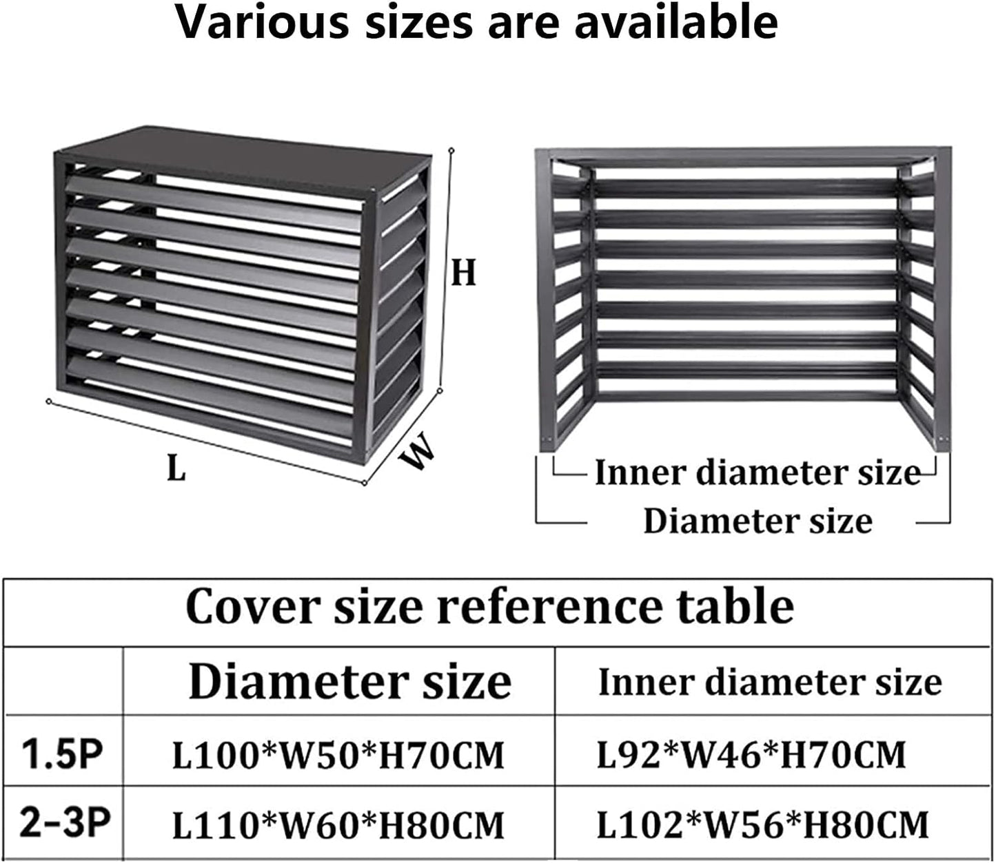 GENERIC Bâche Robuste En Aluminium Pour Climatiseur Et Clôture D'intimité Pour Unités Extérieures Design à Persiennes Avec étagère Pour Plantes Pour Balcon Et Jardin – Blanc 100 X 70 X 50 Cm