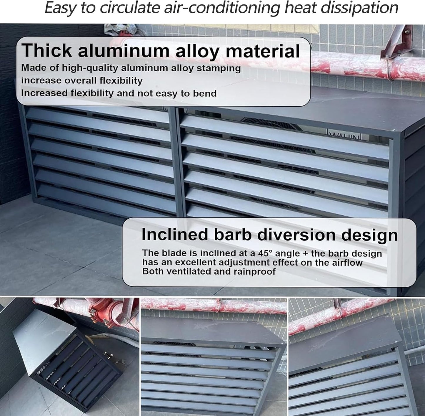 GENERIC Couvercle De Climatiseur Extérieur En Aluminium Et Support De Présentation Pour Plantes – 120 X 150 X 70 Cm Étagère De Rangement Pour La Protection Des Condensateurs