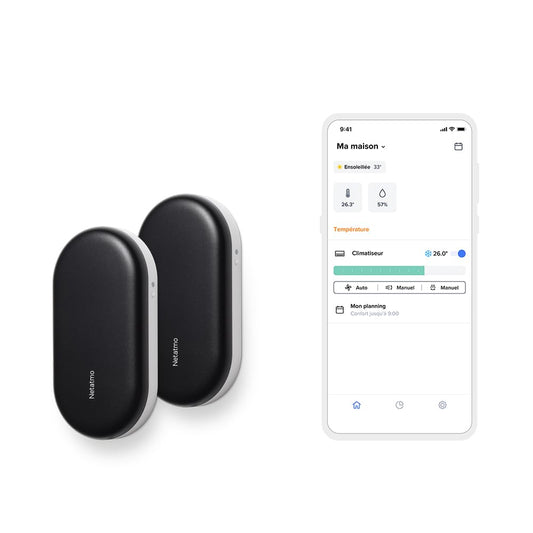  Netatmo Pack 2 Commandes Intelligentes De Climatiseur, Climatisation Connectée, Canicule, Compatible Avec Tous Les Clims Et Pompes à Chaleur, Economie D'énergie, Alexa, Google, Siri, NBU-2-NAC-EU
