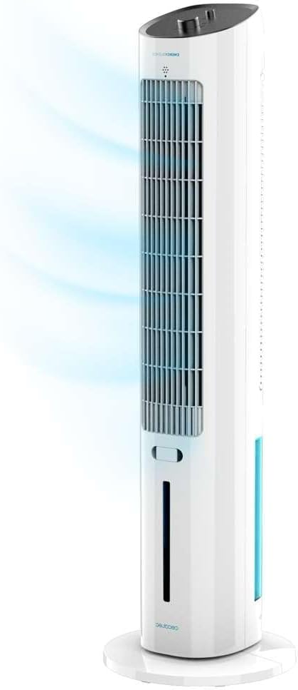  Cecotec Rafraîchisseurs D'air Par évaporation EnergySilence 2000 Cool Tower. Puissance 60 W, Réservoir Amovible De 2 Litres, 3 Vitesses, 3 Modes Avec Oscillation, Minuterie, Contrôle Tactile