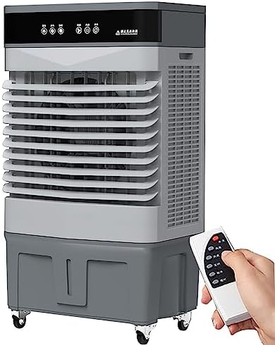 GENERIC Refroidisseur D'air évaporatif Industriel, 120 Refroidisseur Oscillant Avec Télécommande, 3 Vitesses, 4 Packs De Glace Et Roues Pour Une Utilisation Extérieure Intérieure
