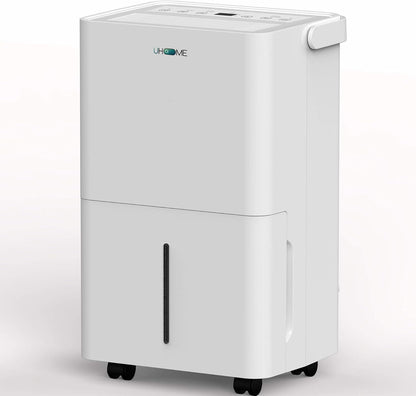  Uhome Déshumidificateur électrique, 12 L/24 H, Déshumidificateur D'ambiance 54 M³/18 M², Avec Arrêt Automatique, Capteur D'humidité, Mode Lavage Et Filtre à Charbon Actif, Tuyau D'arrosage