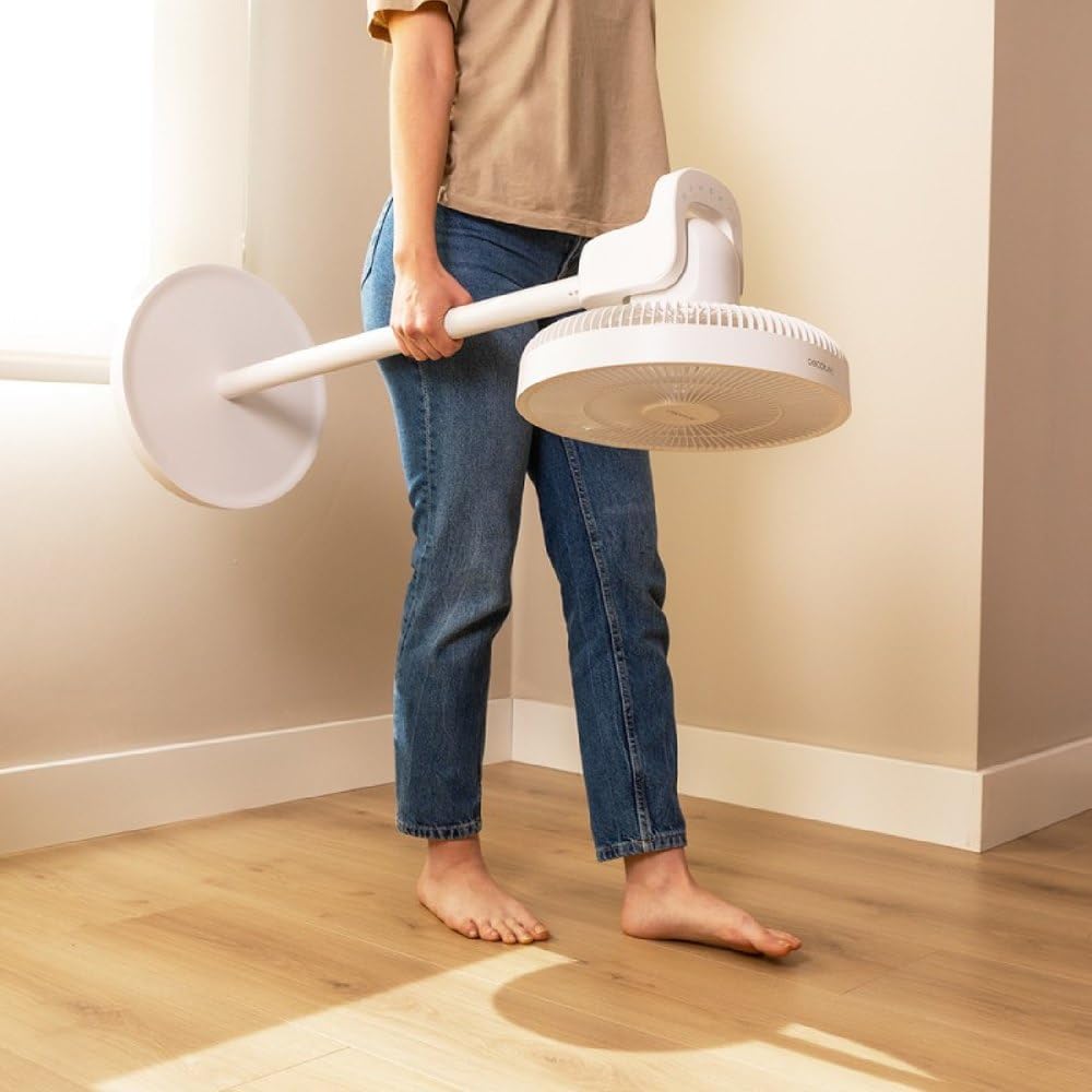  Cecotec Ventilateur Portable à Batterie EnergySilence 2600 Sunflower, 3 En 1, 22 W, Moteur BLDC, 13" De Diamètre, Batterie 2600 MAh, Affichage LED, Télécommande, Contrôle Tactile, Oscillation