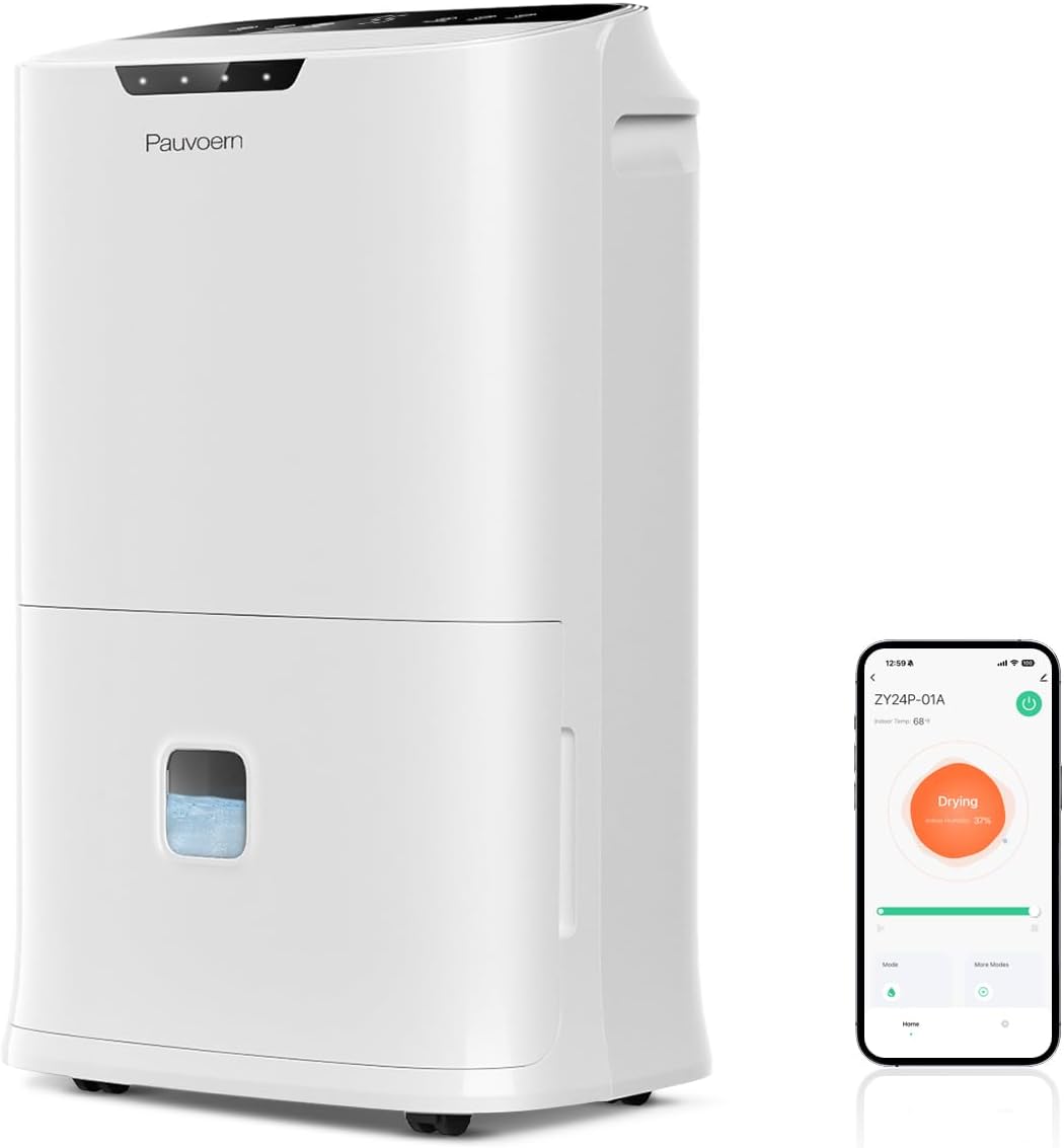  Déshumidificateur Intelligent 22 L/jour Pour La Maison, La Cave, La Chambre à Coucher – Silencieux, Puissante évacuation De L'humidité, Dégivrage Automatique, Verrouillage Enfant, Filtre à