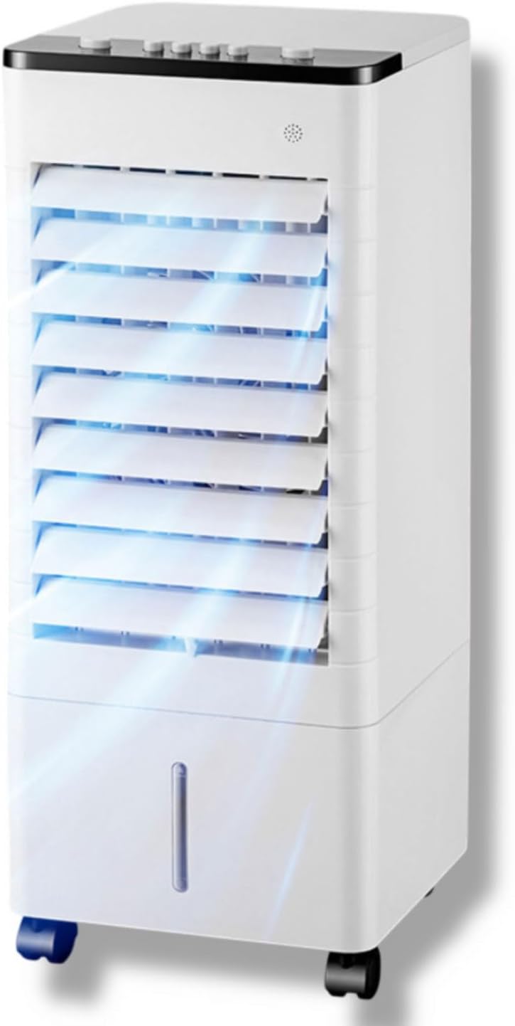 GENERIC Refroidisseur D'air Par évaporation, Climatiseur Portable à Oscillation à 90° Avec 3 Vitesses, 3 Modes, Minuterie 15 H, Réservoir D'eau 9 L, Télécommande, Ventilateur De Refroidissement Port