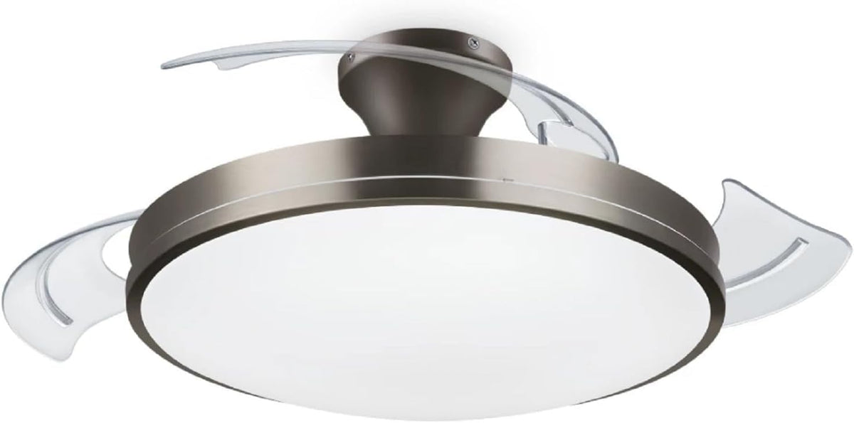  PHILIPS Solr Ventilateur à Pales Rétractables Avec LED, 3 Pales, Envergure 106 Cm, 4500 Lumens, 3 Nuances De Lumière Blanche (2700 K/4000 K/5500 K), Gradation Jusqu'à 10%, Avec Télécommande, Blanc