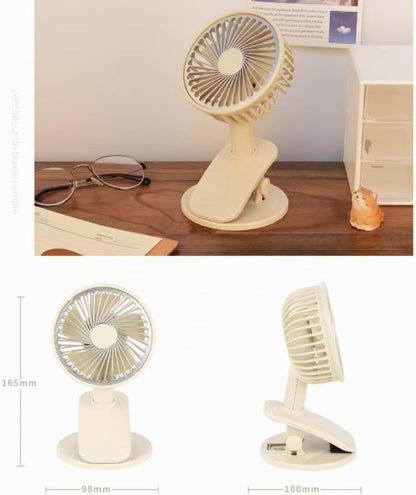  Clip Rechargeable Sur Petit Ventilateur Avec Lumière LED, Clip Portable Extérieur Sur Ventilateur, 3 Modes.