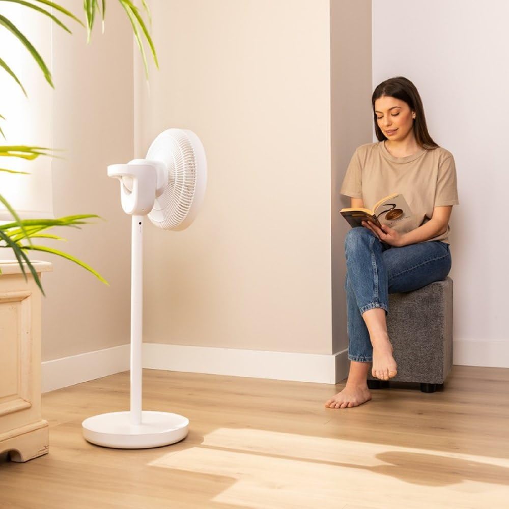  Cecotec Ventilateur Portable à Batterie EnergySilence 2600 Sunflower, 3 En 1, 22 W, Moteur BLDC, 13" De Diamètre, Batterie 2600 MAh, Affichage LED, Télécommande, Contrôle Tactile, Oscillation