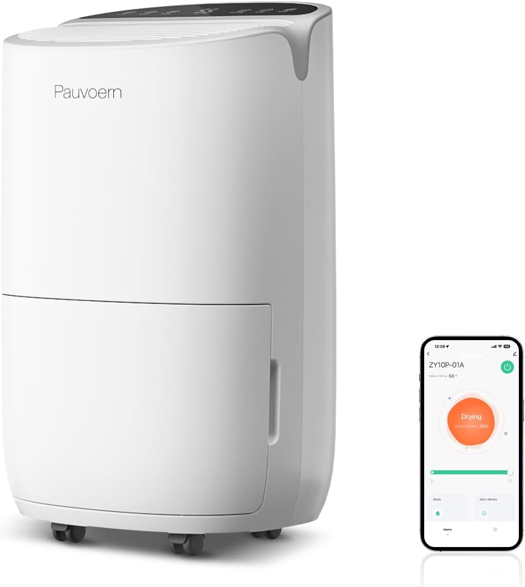  Déshumidificateur Intelligent 22 L/jour Pour La Maison, La Cave, La Chambre à Coucher – Silencieux, Puissante évacuation De L'humidité, Dégivrage Automatique, Verrouillage Enfant, Filtre à