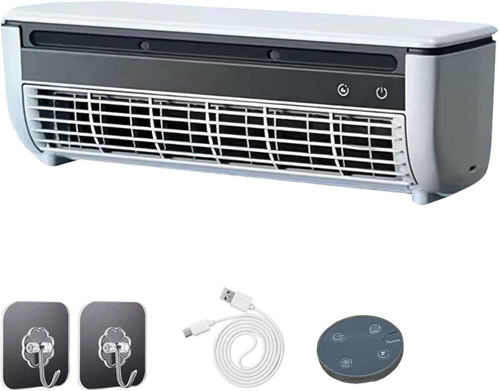  Ventilateur De Climatiseur Mural, Unité De Climatisation Murale, Chargement Sans Fil Pour Cuisine, Chambre à Coucher, Ventilateur De Refroidissement Sans Perçage, Refroidissement Instantané Pour