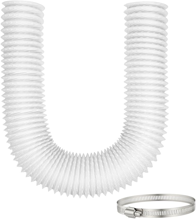  Tube Evacuation Climatiseur Mobile, Tuyau Ventilation En PVC, Ø100 mm, Tuyau D'évacuation D'air Flexible Avec Collier De Serrage Inox, Pour Climatisation Sèche-Linge Extracteur D'Air(3M)