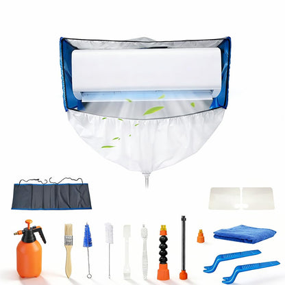  Kit Entretien Climatisation, Kit De Nettoyage Climatisation Split Pour Climatiseur, Bache Nettoyage Clim Avec Parois Latérales Renforcées (Bleu Et Blanc Transparent, Type C)