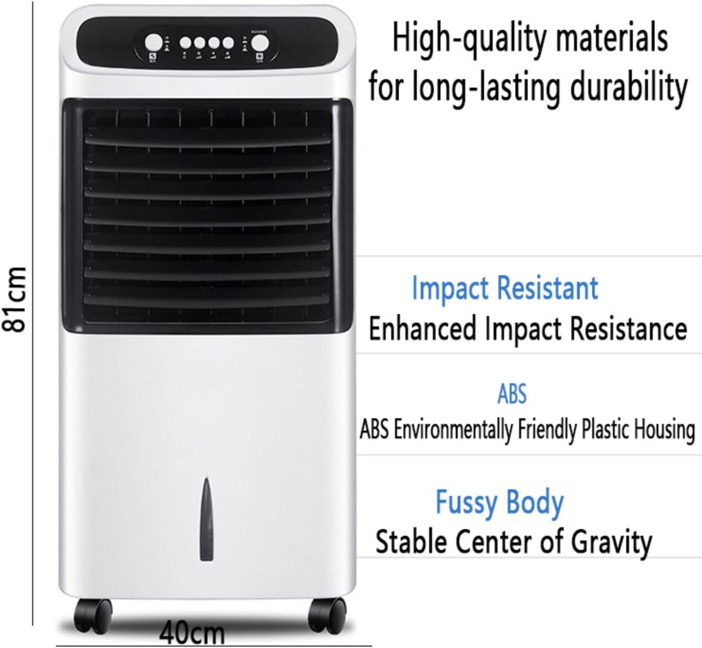  Refroidisseur D'air Ventilateur Humidificateur Climatiseur Mobile Portable Avec 3 Modes 3 Vitesses 8h Minuterie Et 60° Oscillant Réservoir Ventilateur De Circulation D'air Avec 2 Blocs Réfrigérants