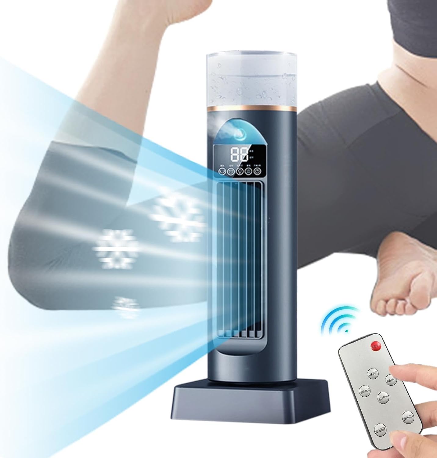 Genérico Climatiseur : Ventilateur De Refroidissement, Humidificateur évaporatif Avec Minuterie Et Télécommande, Ventilateur D'air Froid Climatiseur Personnel | Refroidisseur D'espace De Rechange
