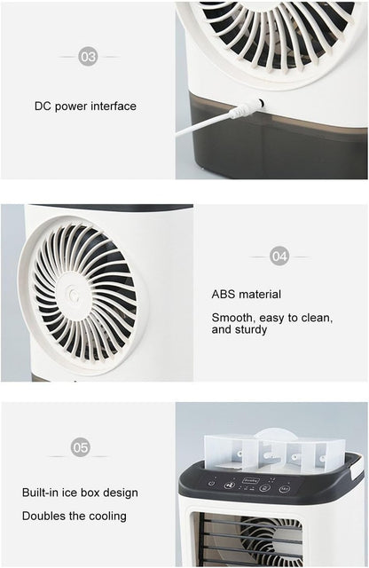  Climatiseur Portable, Mini Ventilateur D'humidification Avec 3 Vitesses Et 2 Modes De Brume Pour Bureau, Table De Nuit, Maison, Bureau, Voiture, Voyage En Plein Air