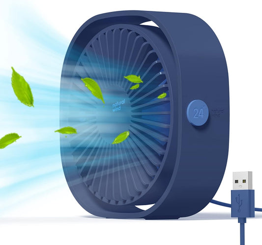  Simpeak Ventilateur USB Mini Ventilateur Portable Silencieux Ventilateur Bureau 3 Vitesses Réglable Alimenté Par USB, Pour Le Maison Et Bureau (Bleu)