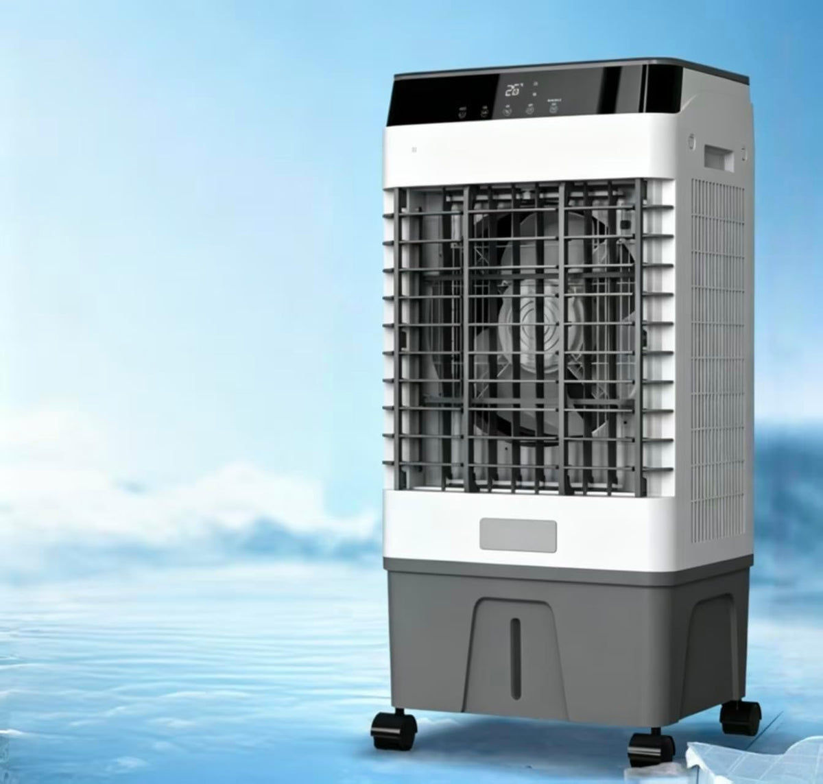 GENERIC Refroidisseur D'air Par évaporation Avec Télécommande, Ventilateur De Refroidissement à 3 Vitesses, Humidificateur, Affichage LED, Minuterie 12h, AC Mobile Portable Pour Chambre à Coucher, Avec 4