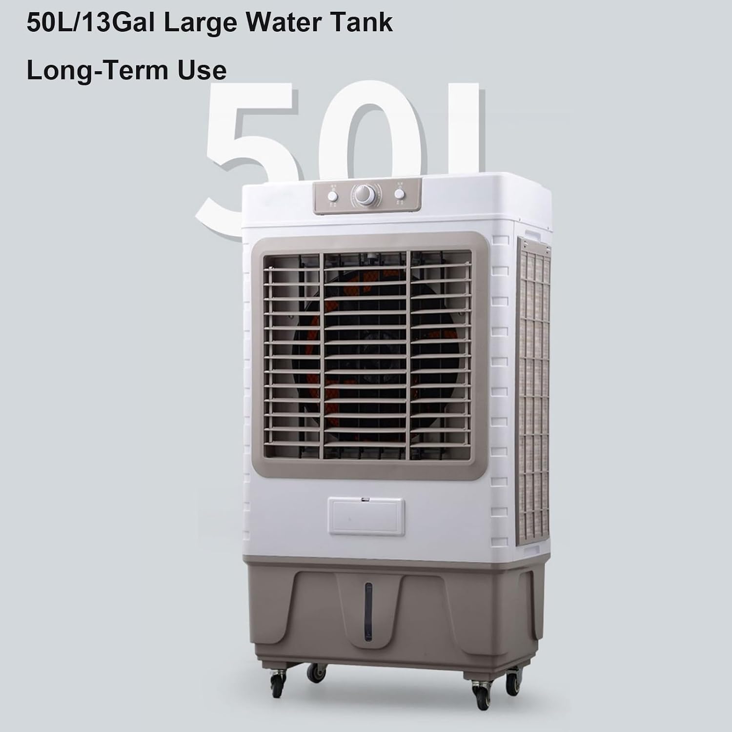  Refroidisseur D'air 6 000 M³/H, Climatiseur Mobile, Clim Portative, Réservoir D'eau De 50 L, 3 Vitesses, 2 Blocs Réfrigérants, Oscillation à 90° Pour Terrasse, Jardin, Commercial, 101cm