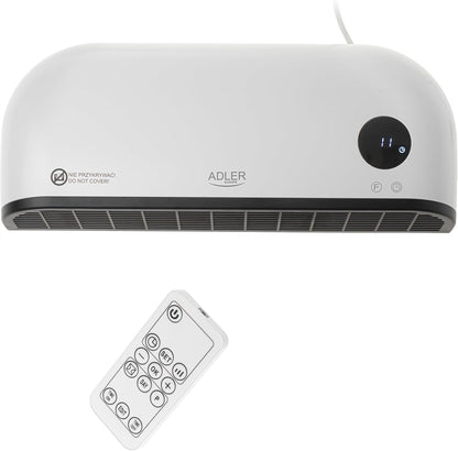  ADALER EUROPE Ventilateur Mural 2 En 1, Ventilateur électrique Et Machine De Chauffage, Affichage LED Clair, Télécommande, élément Chauffant En Céramique, Deux Niveaux De Chauffage 1000 W/2000 W