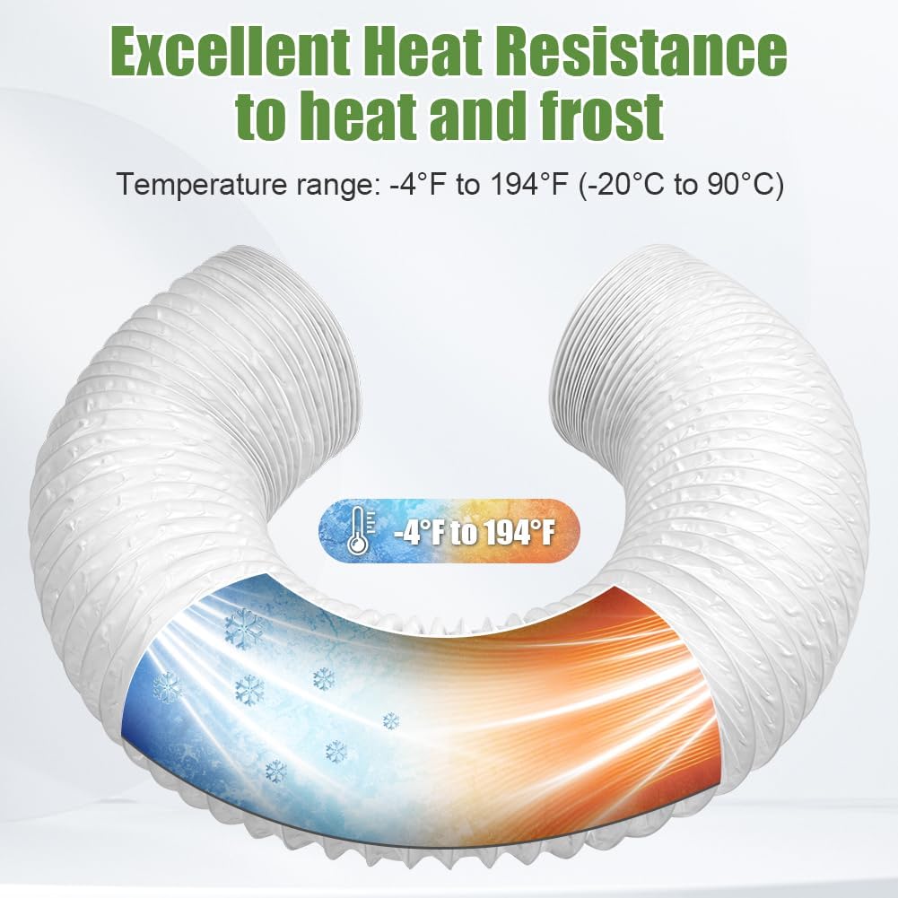  Tube Evacuation Climatiseur Mobile, Tuyau Ventilation En PVC, Ø100 mm, Tuyau D'évacuation D'air Flexible Avec Collier De Serrage Inox, Pour Climatisation Sèche-Linge Extracteur D'Air(3M)