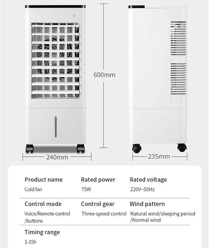 GENERIC Climatiseur Portable, Refroidisseur D'air 3 En 1 Avec Réservoir De 9 L, Minuterie 15 H, Télécommande, Ventilateur à 3 Vitesses Pour Chambre Et Bureau