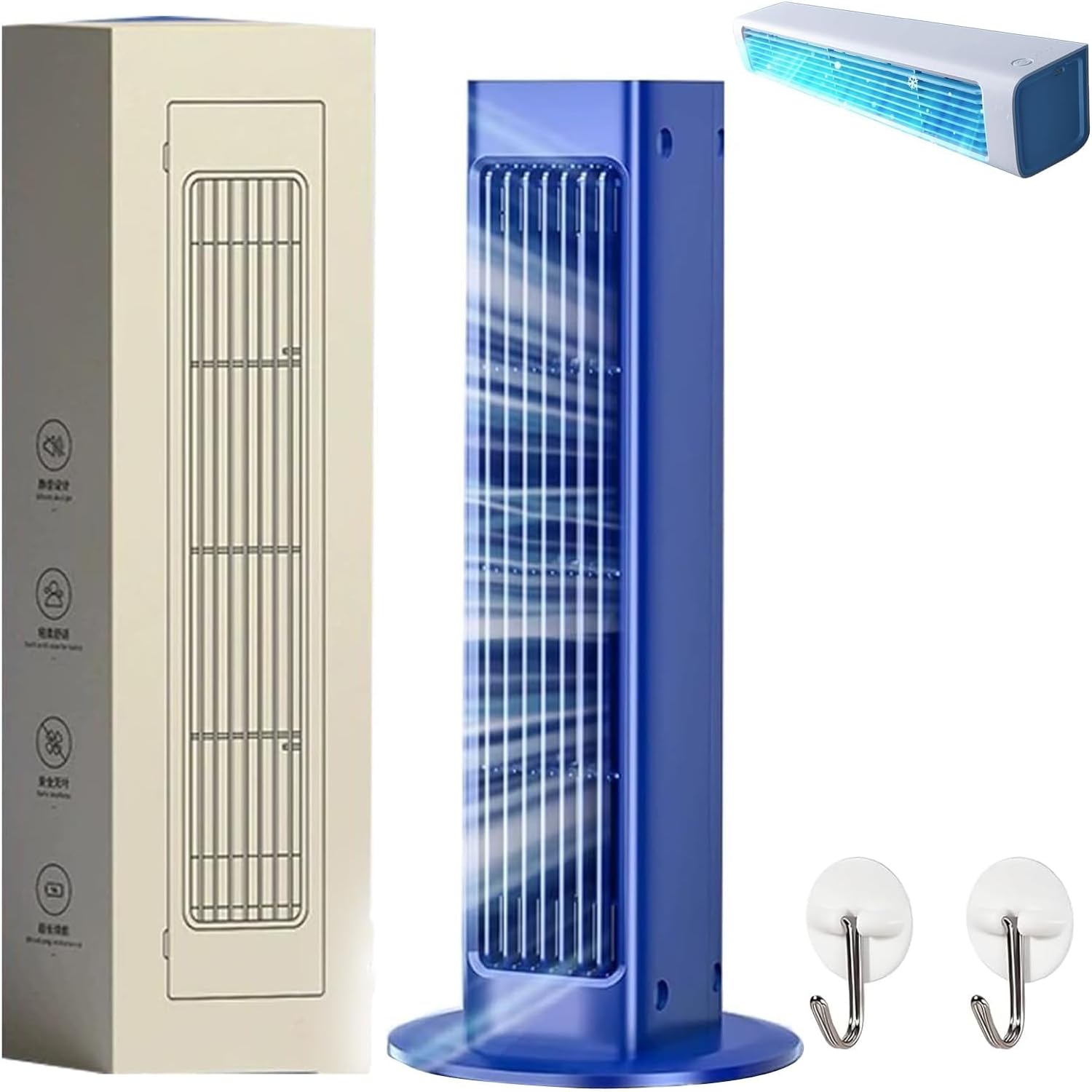 GENERIC Qinux Breezamax, Petit Refroidisseur De Climatiseur, Ventilateur De Refroidissement D'air Portable Rechargeable Avec Télécommande, 3 Vitesses Et Oscillation à 60 °, Pour Bureau De Chambre à Cou White
