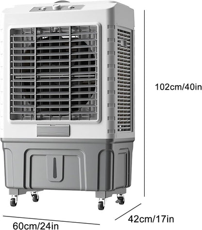 GENERIC 30000CFM Refroidisseur D'air évaporatif Robuste Avec 4 Packs De Glace, Unité De Climatisation Extérieure Portable Pour La Cour De Garage, Humidificateur De Ventilateur Oscillant, Réservoir Et Roues 55