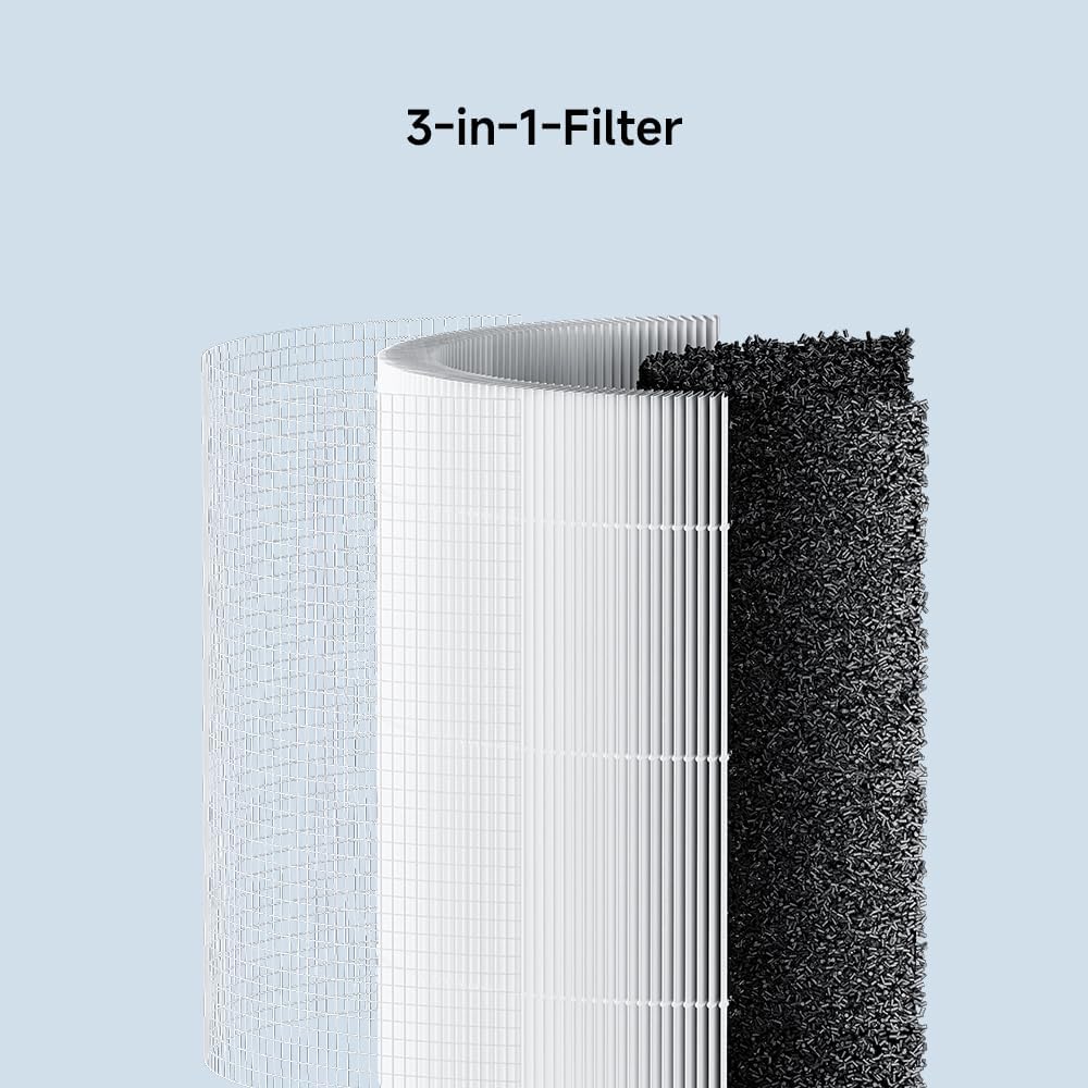  Xiaomi Purificateur D'Air Intelligent 4 Compact Pour Chambre,Filtre HEPA, CADR 230 M³/h, Silencieux，Élimine 99,97% Pollen/poils Animaux/Fumée/Poussière,Mode Sommeil Table/lit, Contrôle App/vocal