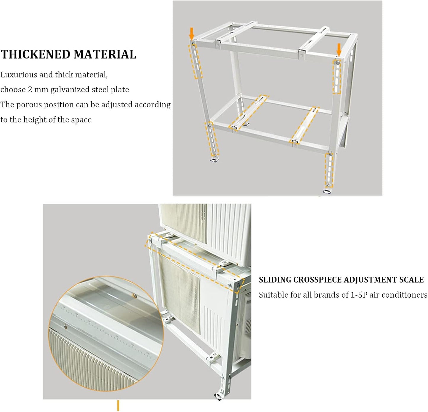  Support Double Niveau AC Pour Climatiseurs Mini Split Support De Sol Robuste Pour Unités Extérieures Base Absorbant Les Chocs Pour Pompes à Chaleur Et Systèmes De Climatisation