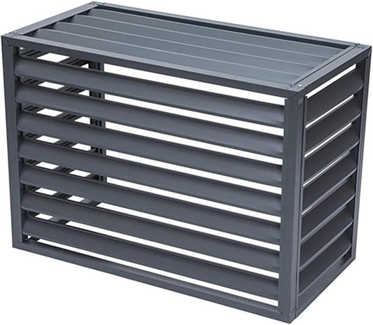 GENERIC Housse De Protection Extérieure En Aluminium Pour Climatiseur - Gris - Design à Persiennes - Convient Aux Unités De 2 à 3 Tonnes - Dimensions (L X L X H) : 110 X 60 X 80 Cm - Protection Contre Les