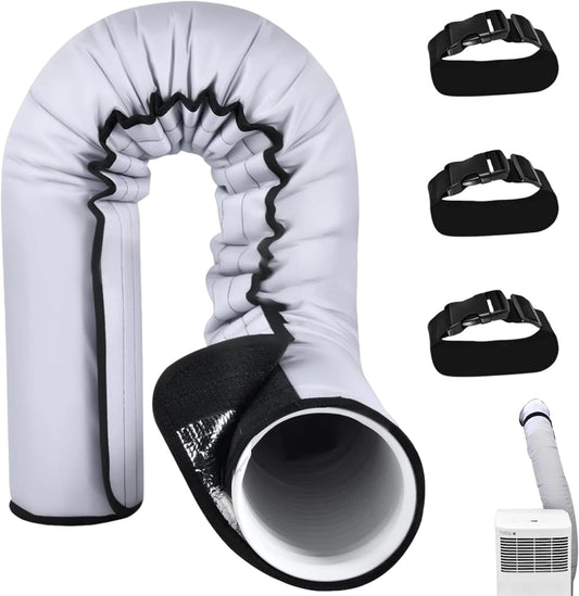  Housse Isolante Pour Climatiseur - Housse De Protection Pour Tuyau D'Évacuation D'Air - Manchon Imperméable Avec 3 Bretelles De Serrage Pour Protection De Conduit D'Évacuation