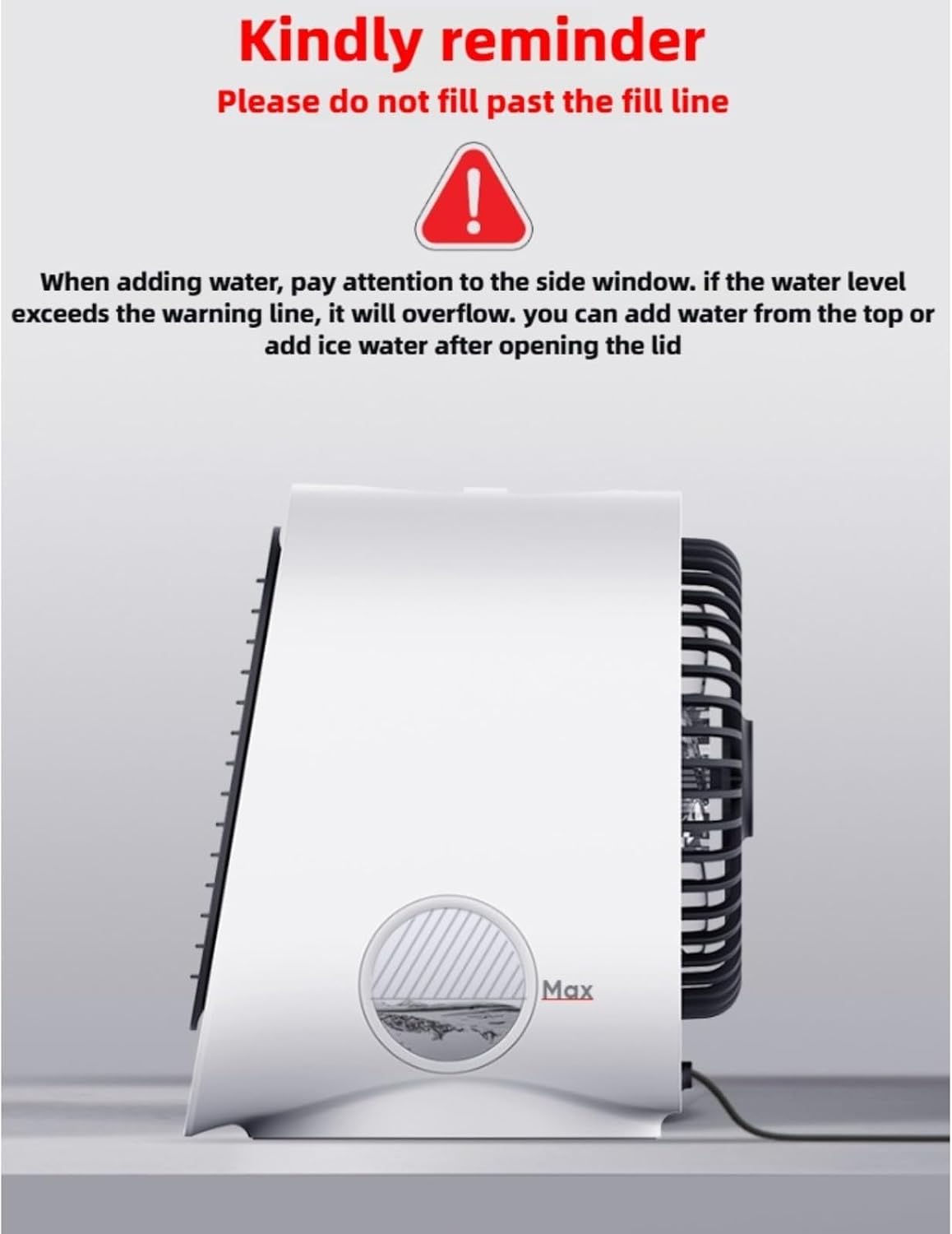 GENERIC Climatiseur Portable Avec 3 Réglages De Vitesse, Réservoir D'eau Et Veilleuse LED, Ventilateur De Refroidissement Par évaporation Personnel Pour La Maison Ou Le Bureau