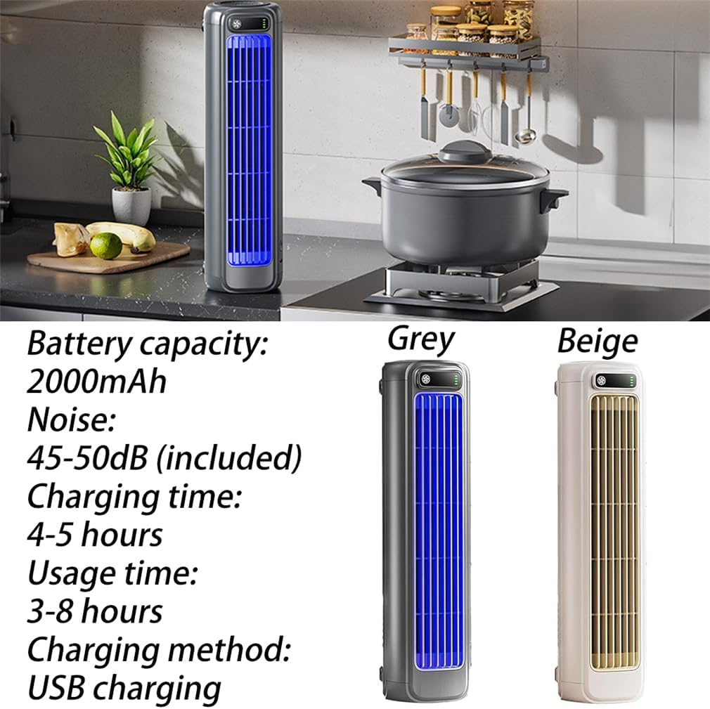  Ventilateur Portable à 3 Vitesses, Ventilateur De Refroidissement Rechargeable Par Usb, Pour La Cuisine, La Chambre à Coucher, Refroidit Instantanément La Pièce(Grey)
