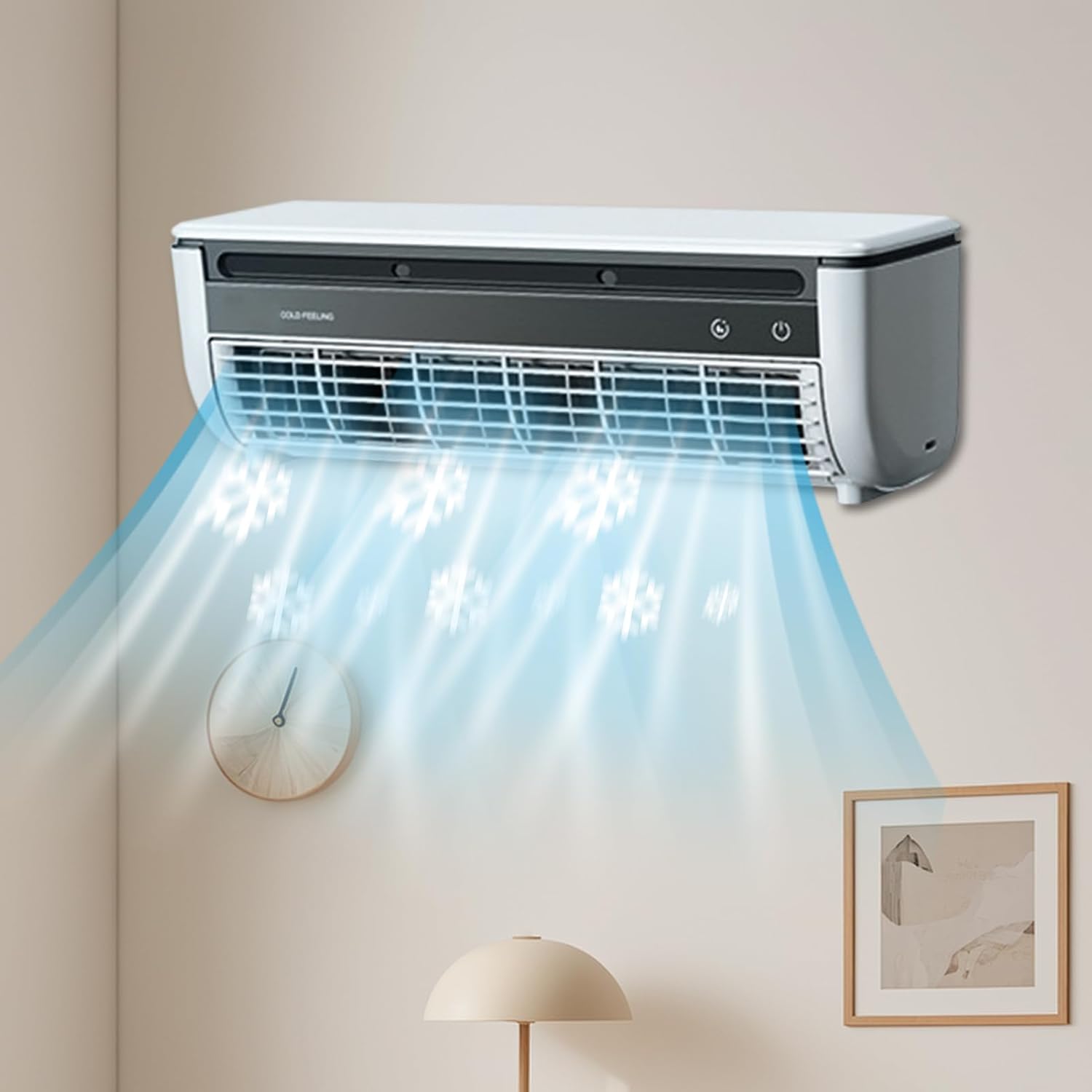  Ventilateur Rafraîchisseur D'Air Pour Pièce | Ventilateur Rafraîchisseur D'Air | Appareil De Ventilation Trois Vitesses Avec Chargeur Sans Fil Pour Maison Chambre Camping Car Salle De Bain