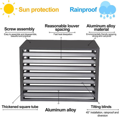 GENERIC Housse En Aluminium à 4 Panneaux Fendue Pour Climatiseur - Pompe à Chaleur Et Poubelle D'extérieur - Clôture Blanche Résistante Aux Intempéries (110 X 60 X 80 Cm)