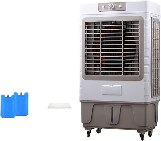  Refroidisseur D'air 6 000 M³/H, Climatiseur Mobile, Clim Portative, Réservoir D'eau De 50 L, 3 Vitesses, 2 Blocs Réfrigérants, Oscillation à 90° Pour Terrasse, Jardin, Commercial, 101cm