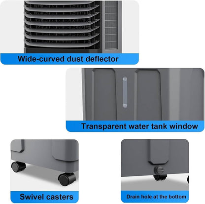 GENERIC Climatiseur Portable, Refroidisseur Par évaporation Avec Télécommande, Minuterie 12h, 3 Vitesses, Oscillation à 120° Pour Intérieur, Cuisine, Chambre à Coucher