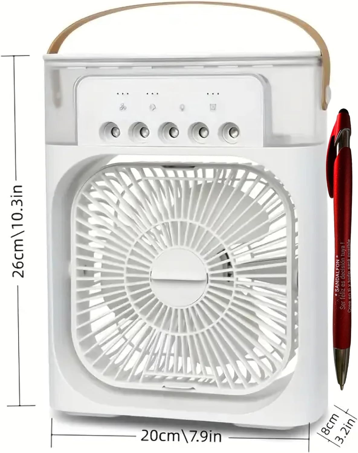  Climatiseur Lumière 7 Couleurs, Ventilateur, Humidificateur Et 5 Pulvérisateurs USB Pour Maison, Bureau Ou Chambre, Avec écran Tactile Et Stylo Personnalisé